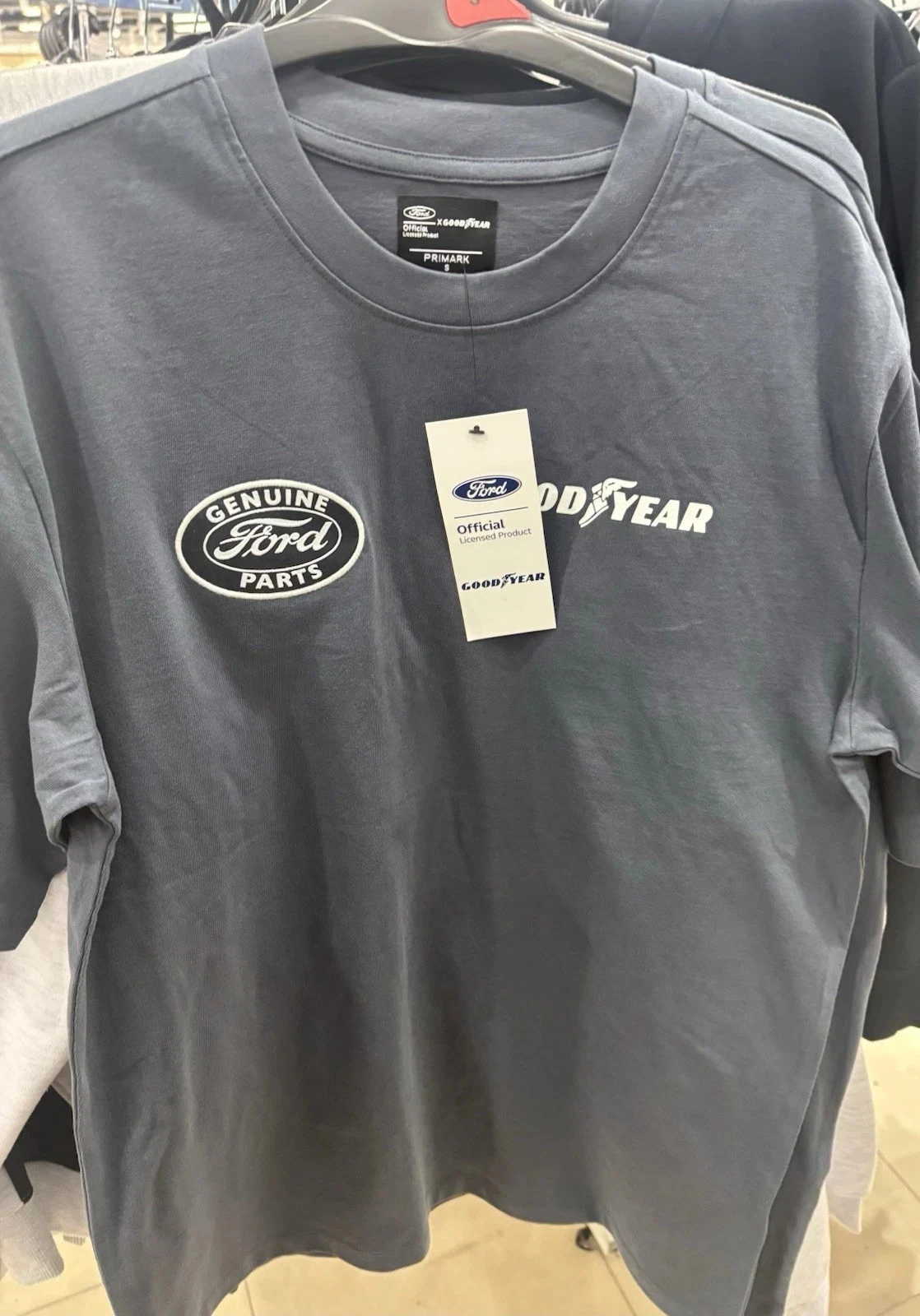 Ford X Goodyear Navy T-Shirt Men’s pure cotton PRIMARK UK XS-XL new Licensed