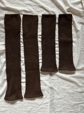 Yak Wool Leg Warmers Set - Long  Medium - Natural Dark Brown