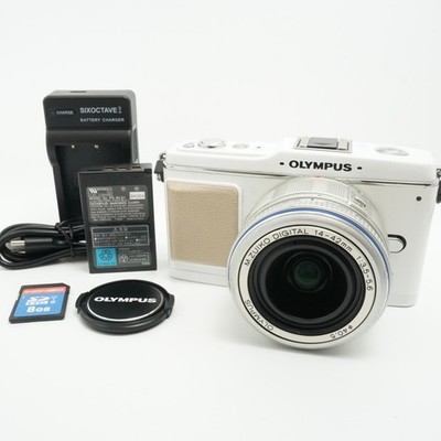 Olympus PEN E-P1 White + M.Zuiko 14-42mm Lens Kit + Charger + Battery + SD Card