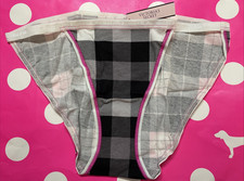 2016 Vintage Victoria's Secret Signature Cotton String Bikini Panties M Plaid