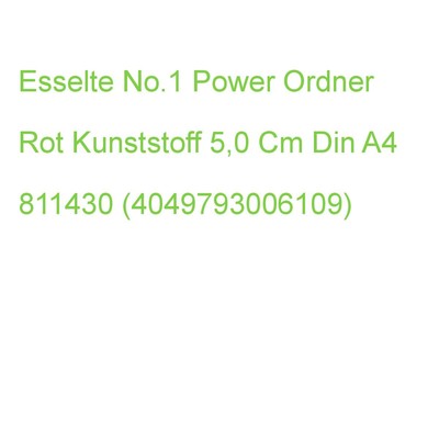 Esselte No.1 Power Ordner Rot Kunststoff 5,0 Cm Din A4 811430 (4049793006109)