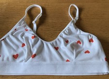 Pretty Non Padded Non Wired Comfort Bra White With Hearts Small Size 10