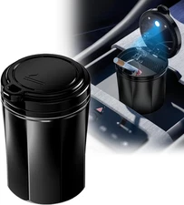 Smokeless Ashtray for Car - Stainless Steel Inner Liner, Portable Cup Holder Ash