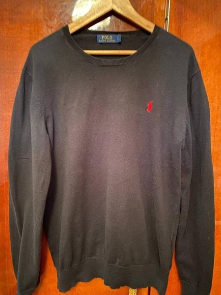 Men Polo Ralph Lauren Sweater Black Cotton 38 / M #CIB5