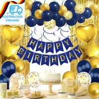 Geburtstagsdeko Blau Gold - Geburtstag Party Deko, Premium Happy Birthday Girlan