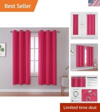 Pink Blackout Curtains for Bedroom-Hot Pink Room Darkening Curtains Thermal G...