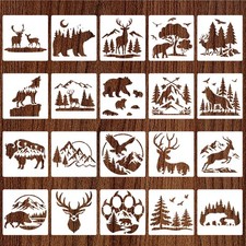 20 Pcs Forest Animal Stencils Scorch Paint Wood Burning 6x6 inches, White
