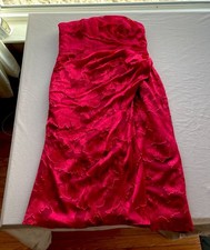Azazie Atelier Sz 14 Red Midi Strapless Dress, New, Excellent Condition, Floral