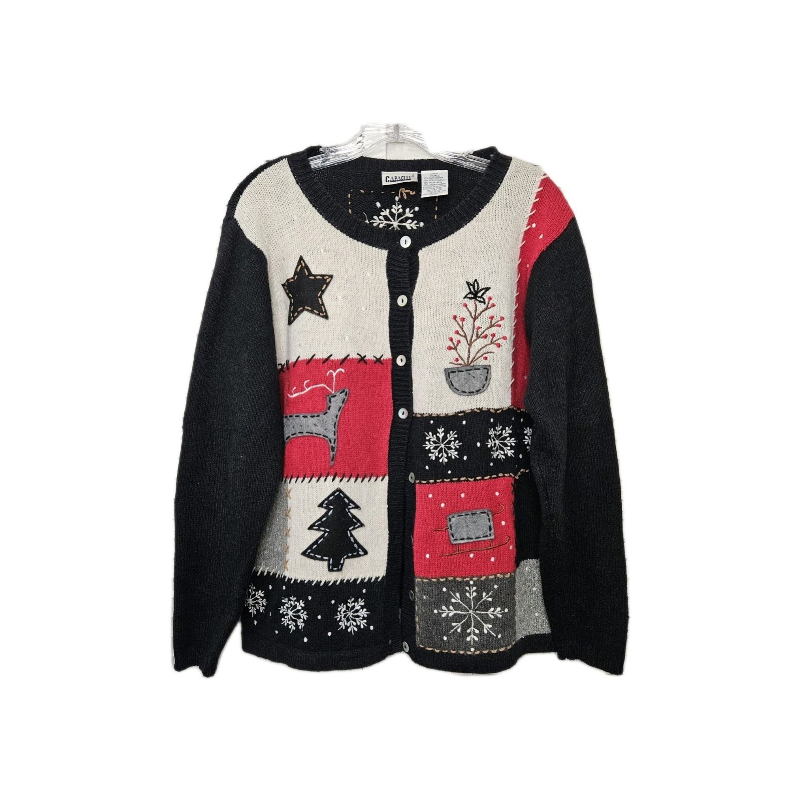 Capacity Embroidered Patchwork Christmas Sweater … - image 1