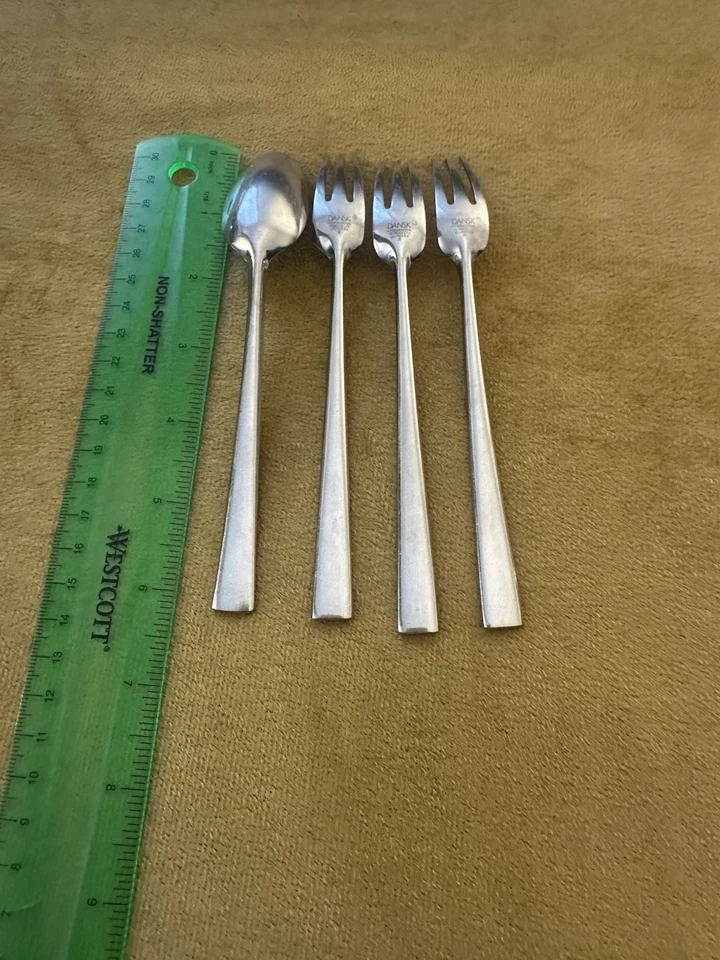 Dansk Stainless RONDURE (3) Cocktail Forks & (1) Fruit Spoon - Stainless Korea - Image 4 of 4