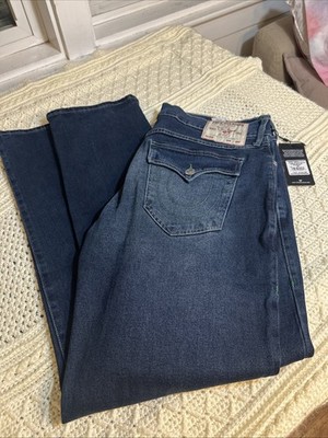 True Religion Ricky SN Flap Relaxed Straight Jeans Dark Woodland Wash 36x34 NWT