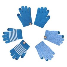 3 Pairs Kids Winter Gloves Warm Knit Gloves for 3-9 Years One Size Blue