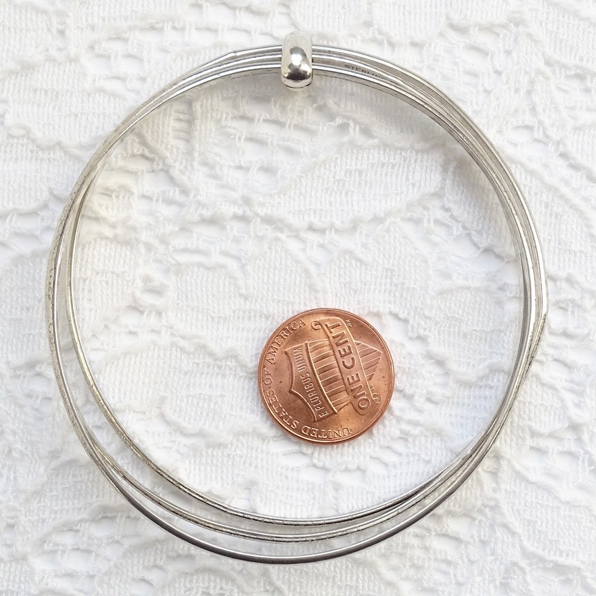 Sterling Silver Bangle Bracelets Three Attached M… - image 9