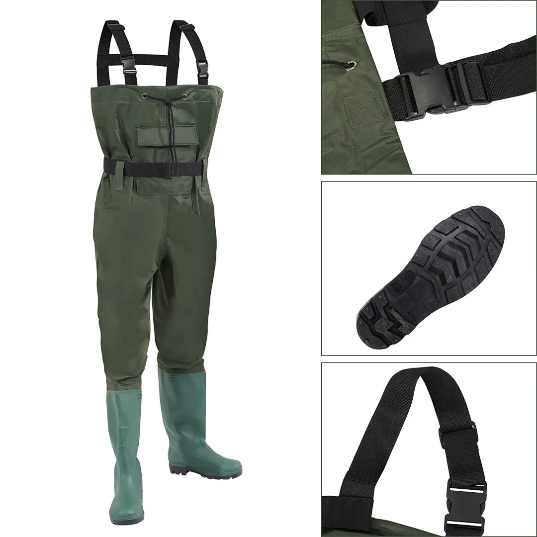 Pantalones de baño pantalones de estanque con gancho pantalones de pesca extremadamente robustos espalda alta talla 42-47