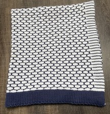 Pottery Barn Kids Knit Baby Blanket 30x37 Navy and White Lovey