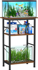 5-10 Gallon Aquarium Stand with Storage, Rustic Brown Metal Frame