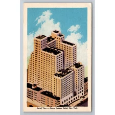 Aerial View Henry Hudson Hotel New York Vintage Postcard Collectible Artwork
