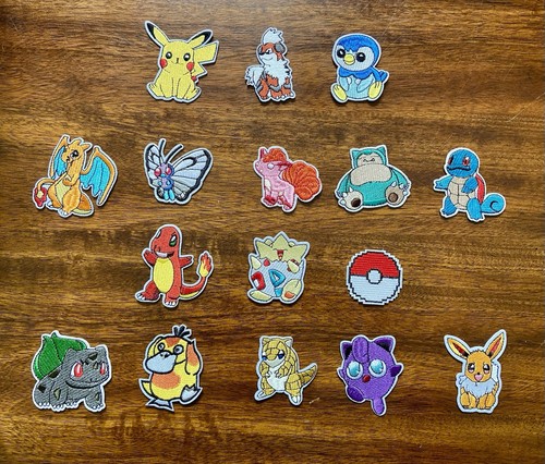 Pokémon Iron On Pocket Monster Embroidered Sew on Decorative Patch - Lot Of 16