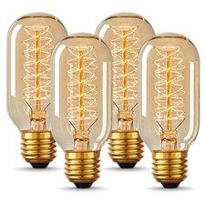 Edison Bulbs, Vintage Edison Light Bulbs 4 Count Pack of 1 2700k Amber White