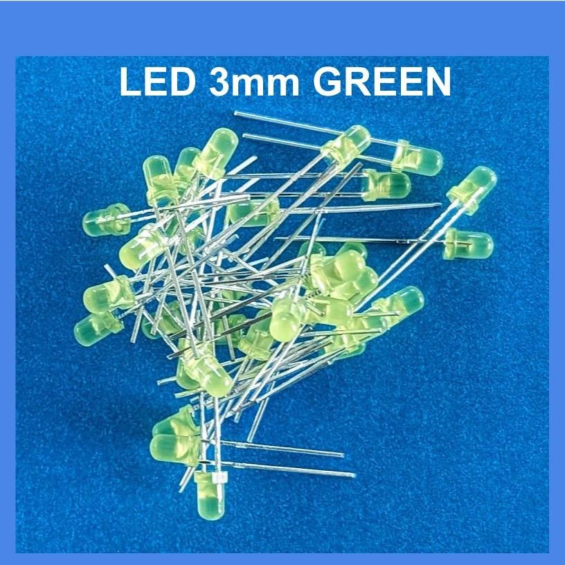 10pc GREEN 3mm LED Light Emitting Diode diffused - Christmas Lights , etc.