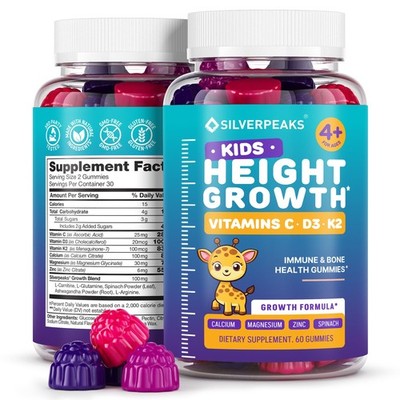 Height Growth Gummies for Kids - 60 Count (Pack of 1), Multicolor 