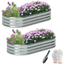2 Pack Galvanized Raised Garden Bed Kit Oval ...