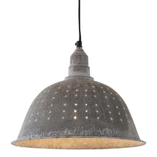COLANDER PENDANT LAMP - Country Hanging Kitchen Light in Weathered Zinc Finish