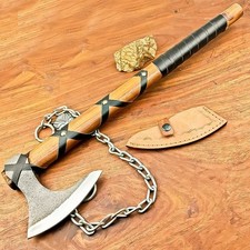HAND FORGED Carbon Steel Viking VALHALLA Axe Tomahawk Throwing Axe, Sheath , RR