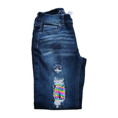 Justice Girls Girlfriend Jeans Size 10 Sequin Patch pre-owned - Picture 1 of 13