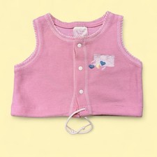 Vintage Buster Brown Baby Pink Waffle Knit Top 18M Embroidered Hearts Snap Front