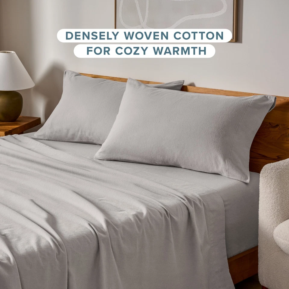 Juego de funda de almohada de franela - 100 % algodón de franela cepillada doble - Bare Home Foto 2 de 4