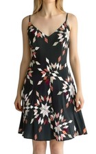 Gap Women's A-Line Flare Dress 100% Rayon Size XS Black Pinwheel Star Printed