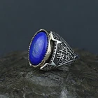 925 Men Lapis Lazuli Handmade Lapis Gemstone İslamic Lapis Signet Ring