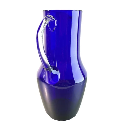 MID CENTURY Karaffe  Kanne  50er 60er Glas blau 26 cm  VINTAGE - Bild 1 von 4