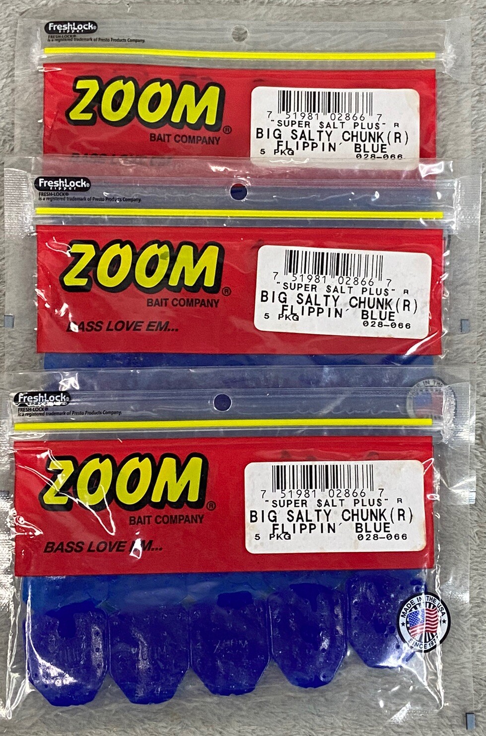 (3) Zoom Bait Company Super Salt Plus Big Salty Chunk (R) Flippin