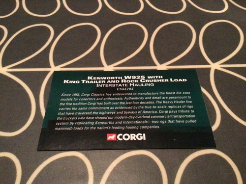 Corgi Heavy Haulers US55705 Interstate Hauling Kenworth 925 Certificate Only - Picture 2 of 2