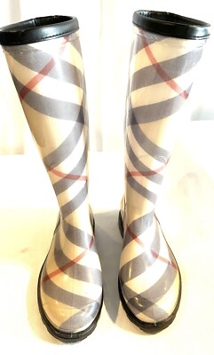 BURBERRY Gummi Stiefel Regenstiefel Gummistiefel Rain-Boots Schuhe 34 