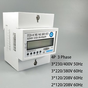 10 A 3*120V//208V 60HZ three phase KWH Watt hour din-rail energy meter LCD 100