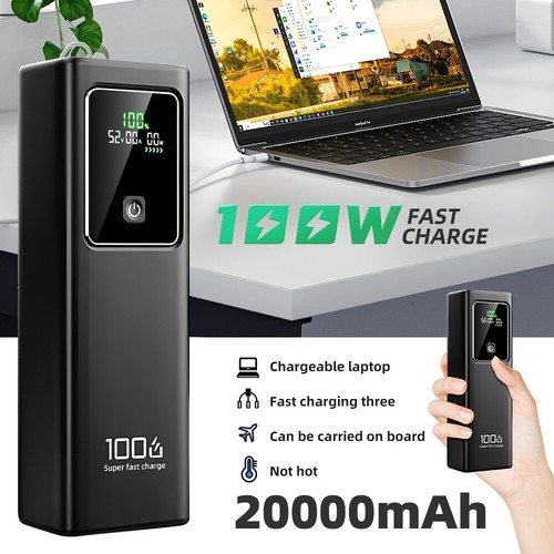 100W PD Power Bank Portable Laptop Charger 20000mAh USB C Port External Battery