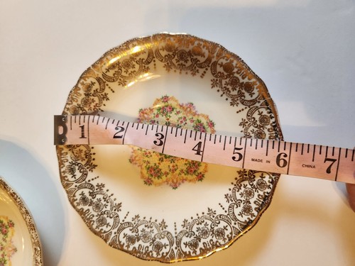 Nasco Ambassador Warranted 22 KT. Gold Dess Plate & Bowl - Made USA 6" Floral - Picture 5 of 8