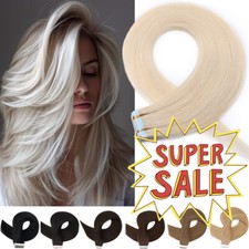 CLEARANCE 100 Real Remy Tape In Human Hair Extensions Skin Weft Grey Full Head