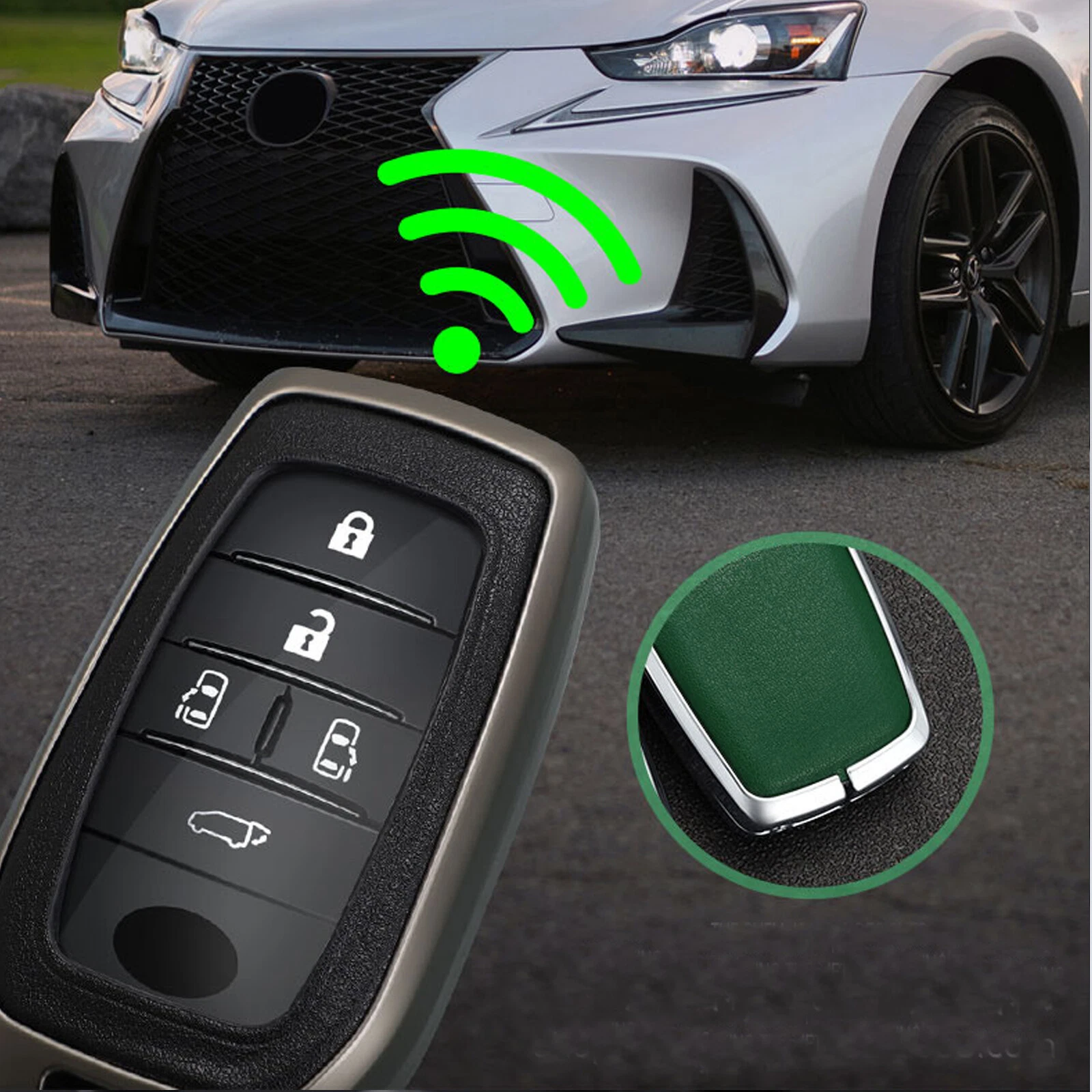 For Toyota Sienna Venza Yaris Corolla Metal Leather Car Key Fob Cover Case NEW