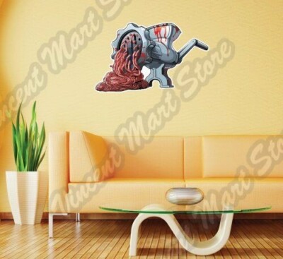 Hand Evil Meat Grinder Cruel Horror Blood Wall Sticker Interior Decor 25''X22''