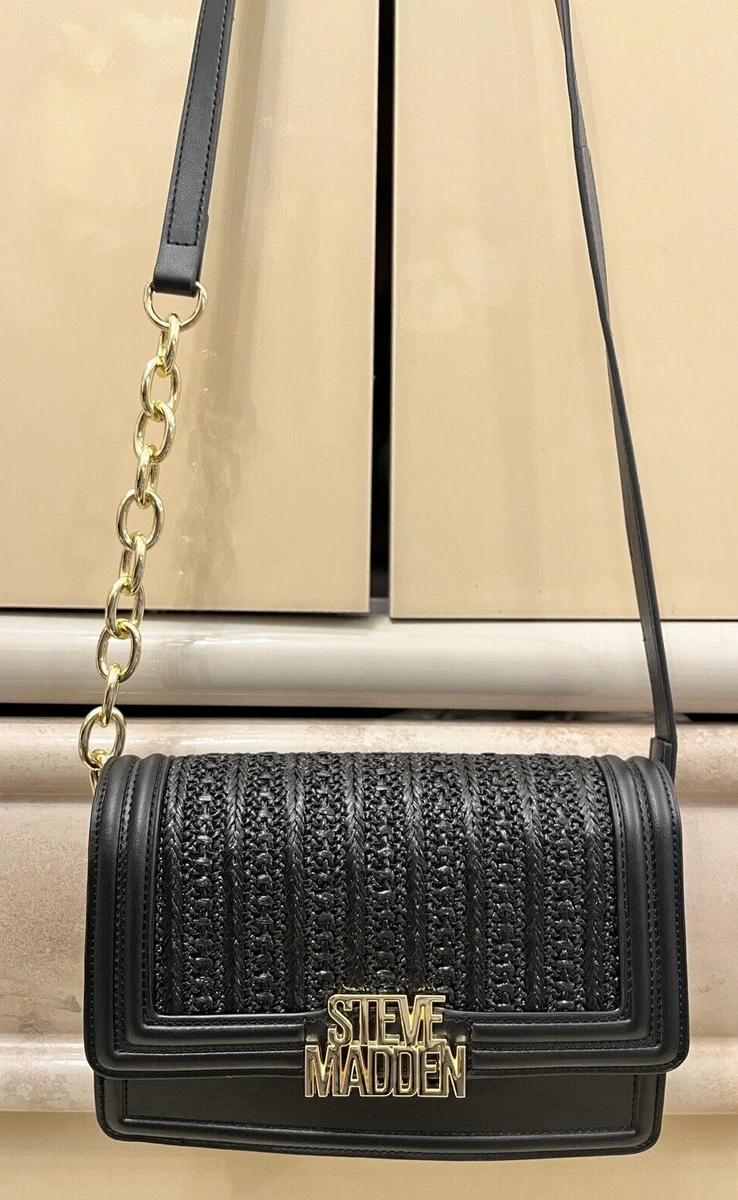 Steve Madden Bsaffron Woven Black Crossbody Bag Tik Tok Viral Trendy NWT