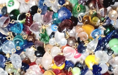 55x Bulk Drop Beads Charms Glass bead lot hearts Jewelry Making Earrings DIY