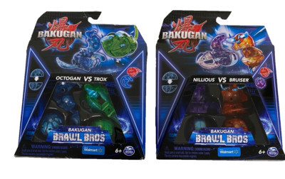 RARE BAKUGAN BRAWL BROS 4 pk NILLIOUS vs BRUISER OCTOGAN vs TROX NIB
