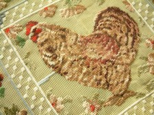 Beautiful Country Rooster With Flowers Needlepoint Canvas