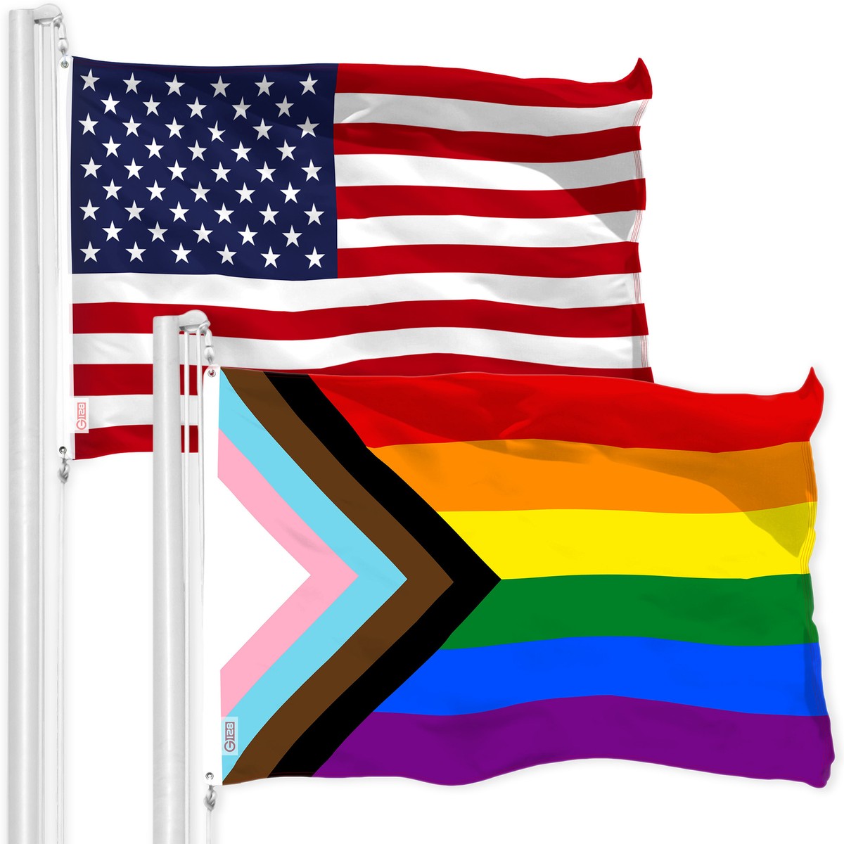 G128 Combo Pack: American USA Flag & LGBT Progress Rainbow Pride