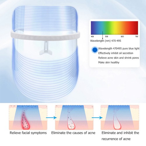 LED Light Therapy Facial Mask Anti Wrinkle Anti-aging Masks Skin Care Tool ^FR - Imagen 12 de 12