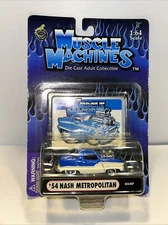 * 1:64 DieCast New Muscle Machines Blue & White 1954 Nash Metropolitan #03-07